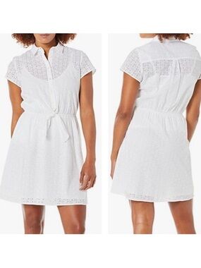 J. Crew Mercantile White Cotton Eyelet Tie Front Dress size XS